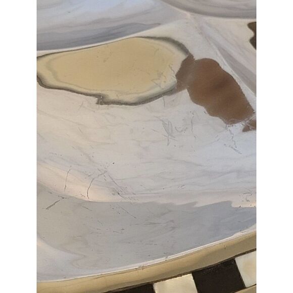 Towle Silversmith Midnight & Mother of Pearl Inlay 14" Platter W/ 4 Sections EUC - Picture 7 of 9